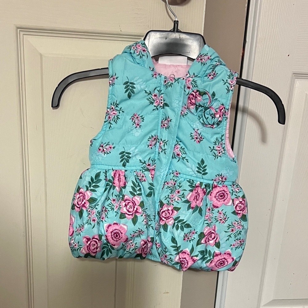 Kids Headquarters Floral Vest - Teal and Pink